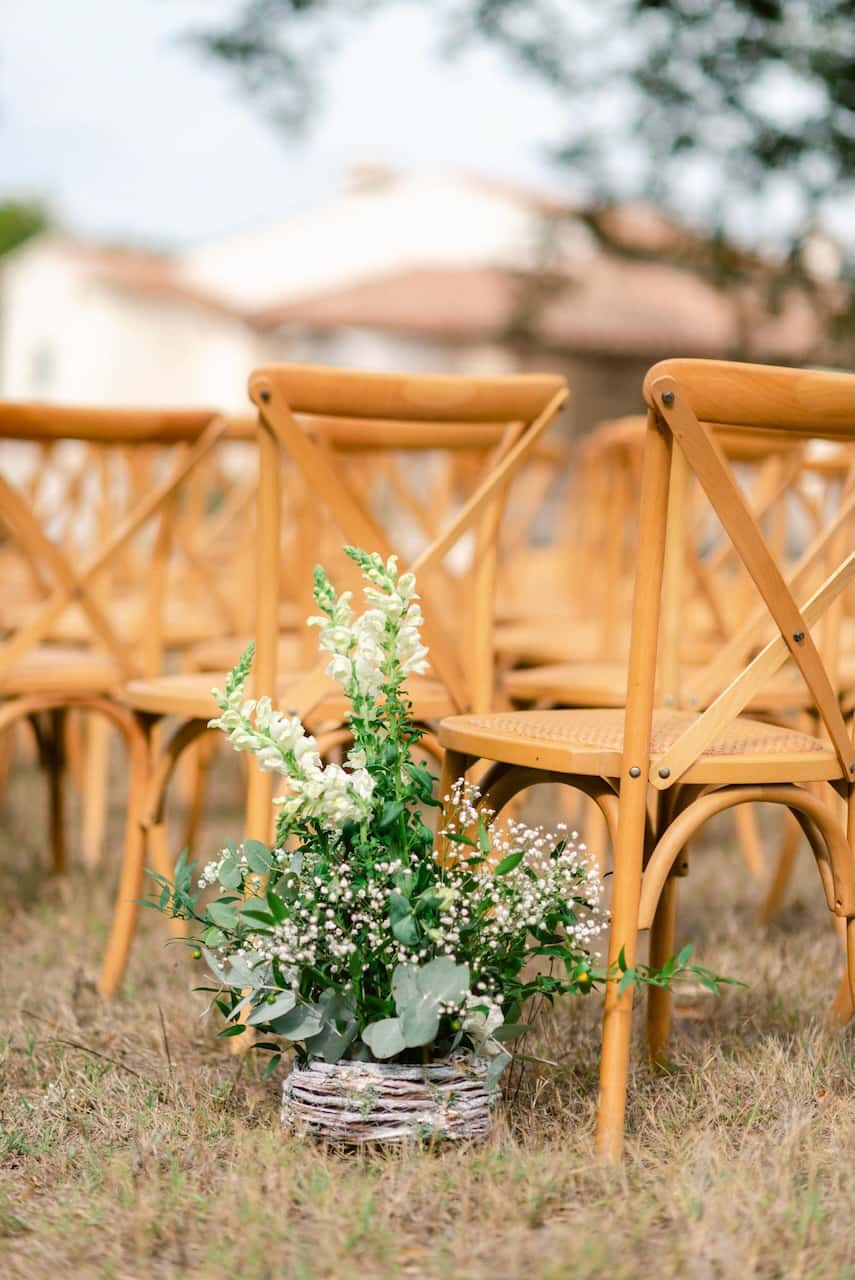 Décoration florale de mariage au Château Maime