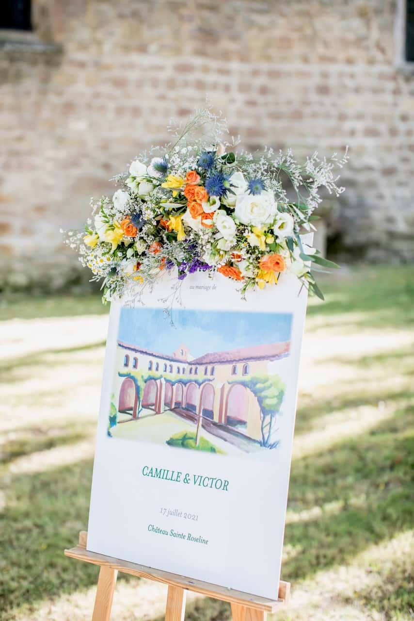 Décoration florale de mariage au Château Sainte-Roseline
