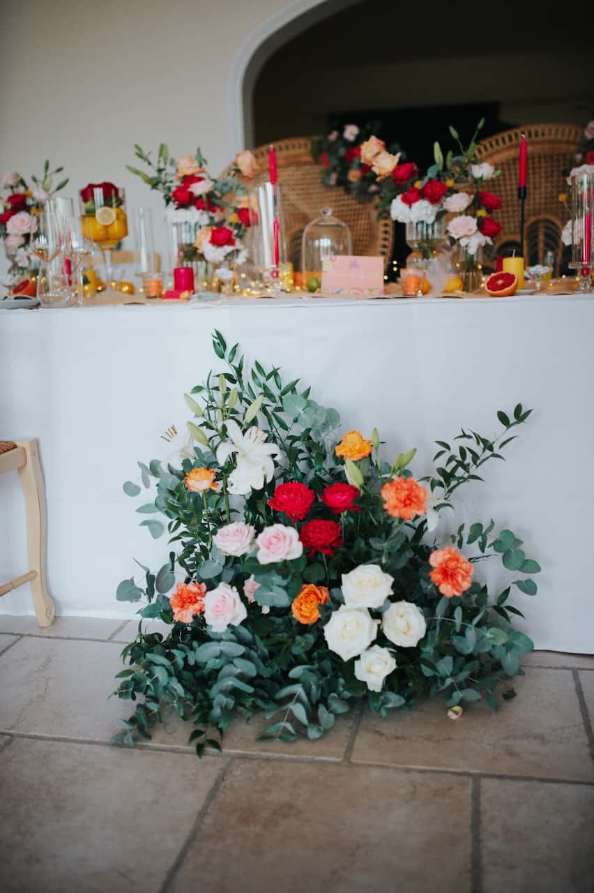 Décoration florale de mariage au Château Rasque