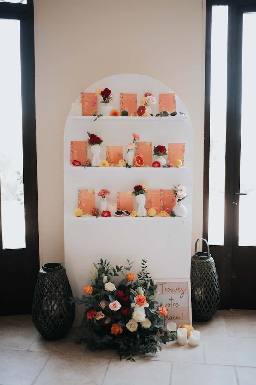 Décoration florale de mariage au Château Rasque