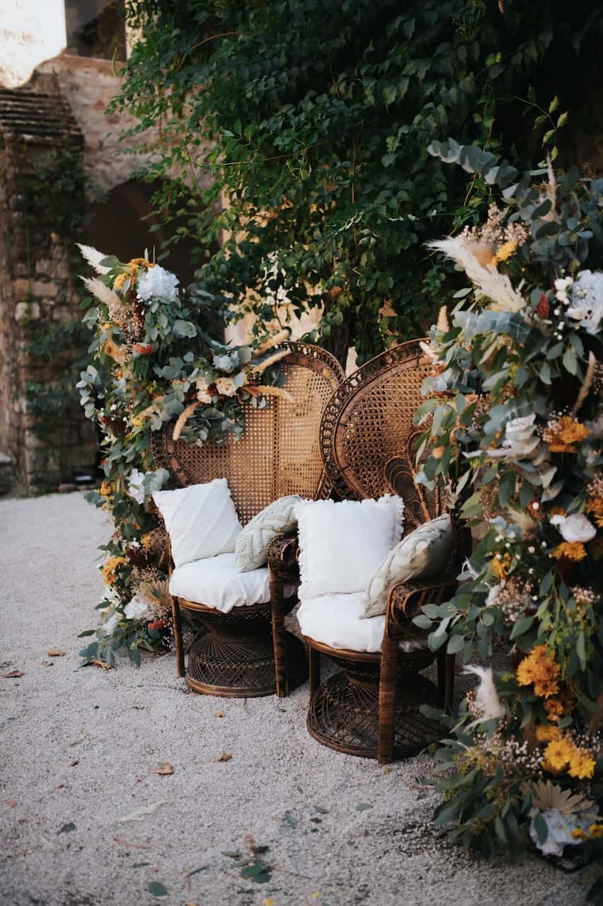 Décoration florale de mariage au Château Sainte-Roseline